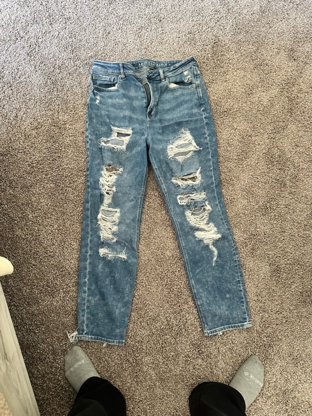 American Eagle Outfitters Distressed Skinny Jeans in Blue